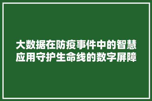 大数据在防疫事件中的智慧应用守护生命线的数字屏障
