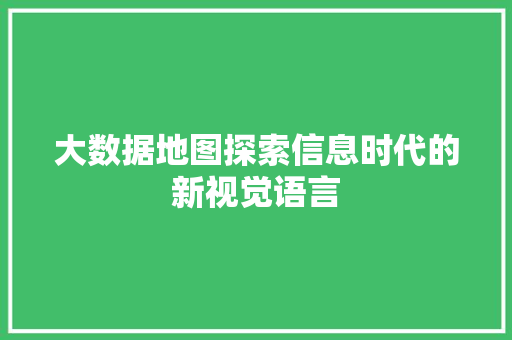 大数据地图探索信息时代的新视觉语言