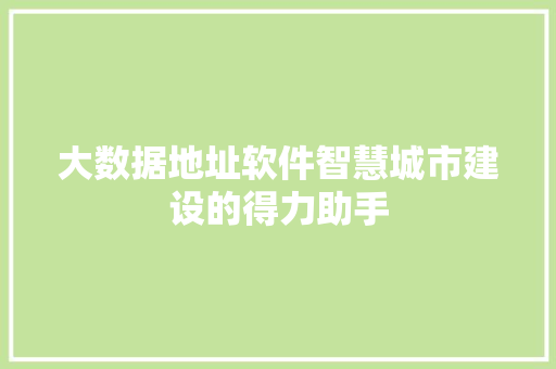大数据地址软件智慧城市建设的得力助手 编程语言 大数据地址软件智慧城市建设的得力助手 编程语言