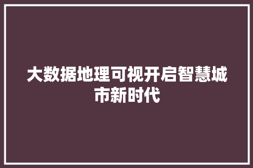 大数据地理可视开启智慧城市新时代