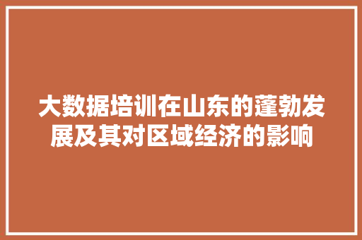 大数据培训在山东的蓬勃发展及其对区域经济的影响