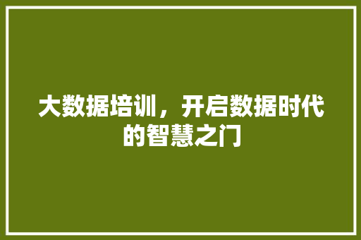 大数据培训，开启数据时代的智慧之门