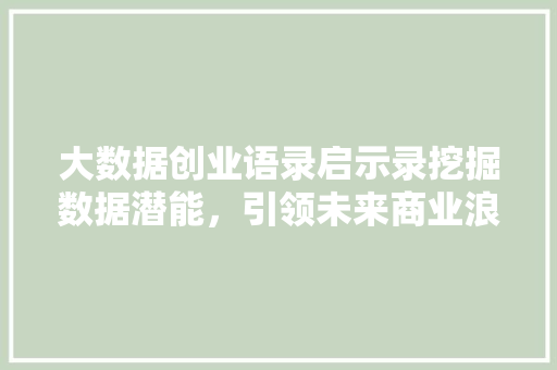 大数据创业语录启示录挖掘数据潜能，引领未来商业浪潮