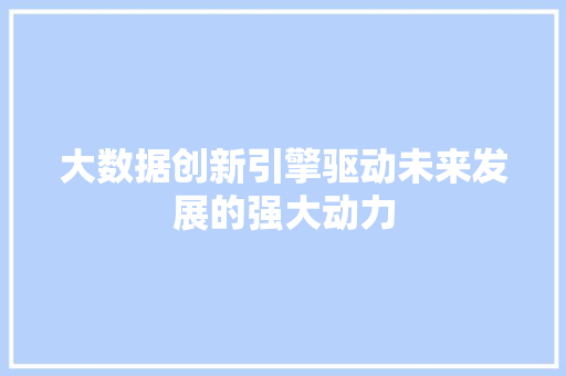 大数据创新引擎驱动未来发展的强大动力