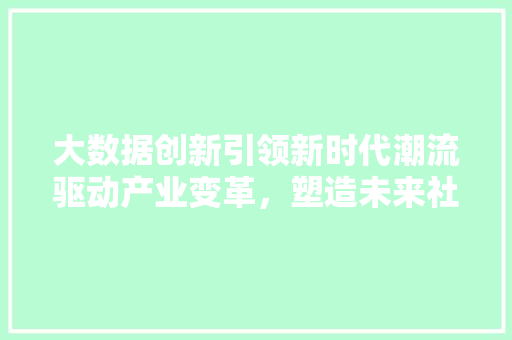 大数据创新引领新时代潮流驱动产业变革，塑造未来社会