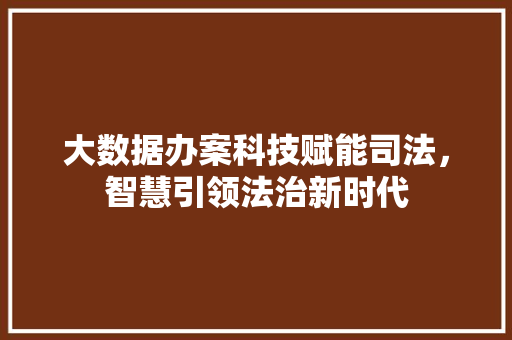 大数据办案科技赋能司法，智慧引领法治新时代