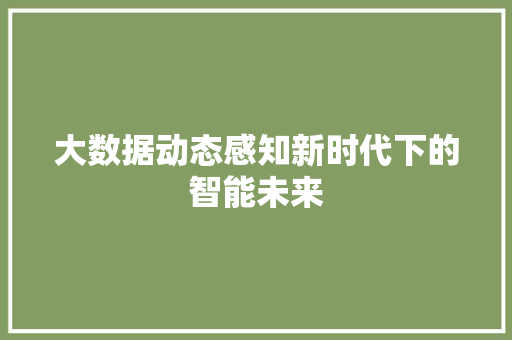 大数据动态感知新时代下的智能未来