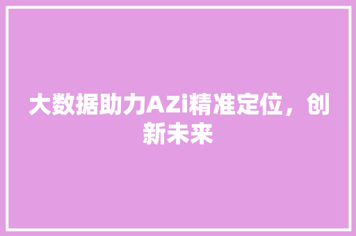 大数据助力AZi精准定位，创新未来
