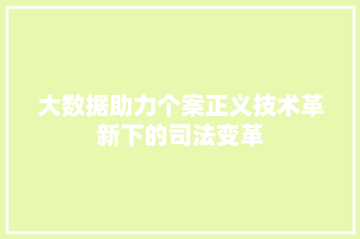 大数据助力个案正义技术革新下的司法变革