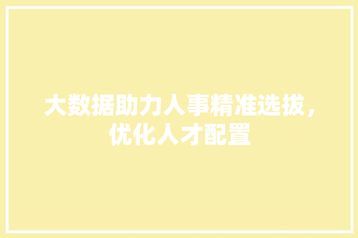 大数据助力人事精准选拔，优化人才配置