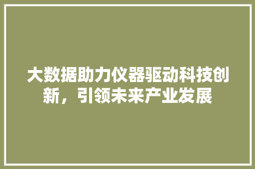 大数据助力仪器驱动科技创新，引领未来产业发展