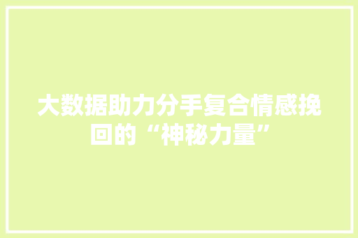 大数据助力分手复合情感挽回的“神秘力量”