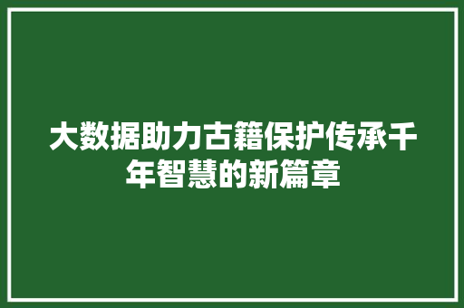 大数据助力古籍保护传承千年智慧的新篇章