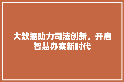 大数据助力司法创新，开启智慧办案新时代