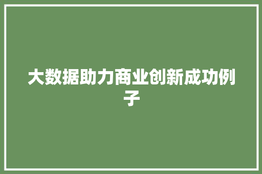 大数据助力商业创新成功例子