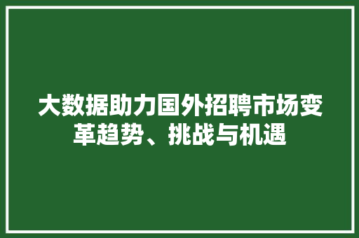大数据助力国外招聘市场变革趋势、挑战与机遇