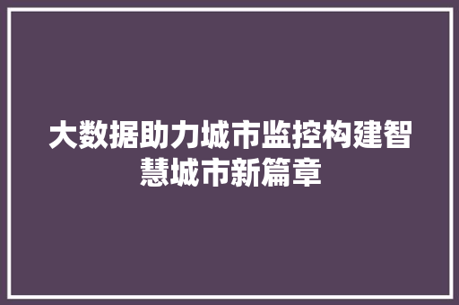 大数据助力城市监控构建智慧城市新篇章