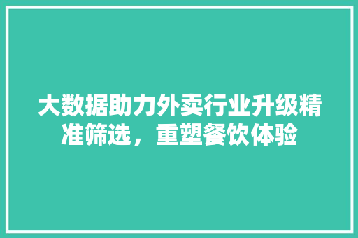 大数据助力外卖行业升级精准筛选，重塑餐饮体验