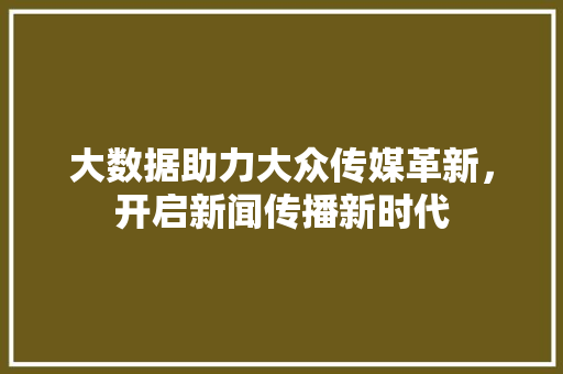 大数据助力大众传媒革新，开启新闻传播新时代