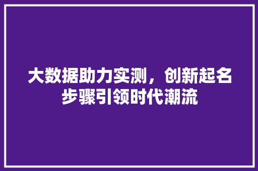 大数据助力实测，创新起名步骤引领时代潮流