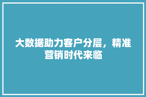 大数据助力客户分层，精准营销时代来临