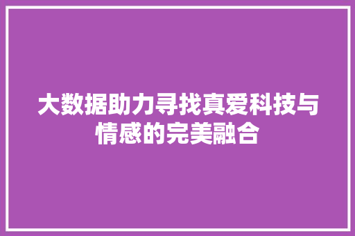 大数据助力寻找真爱科技与情感的完美融合