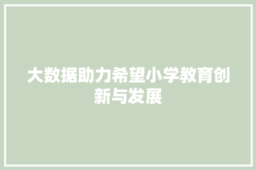 大数据助力希望小学教育创新与发展