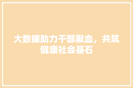 大数据助力干部献血，共筑健康社会基石