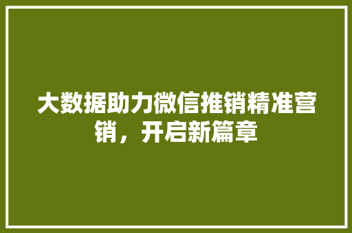 大数据助力微信推销精准营销，开启新篇章
