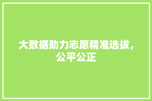大数据助力志愿精准选拔，公平公正