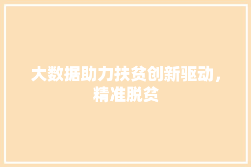 大数据助力扶贫创新驱动，精准脱贫