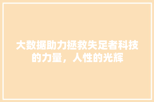 大数据助力拯救失足者科技的力量,人性的光辉 大数据助力拯救失足者科技的力量,人性的光辉