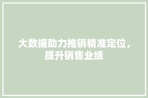 大数据助力推销精准定位，提升销售业绩