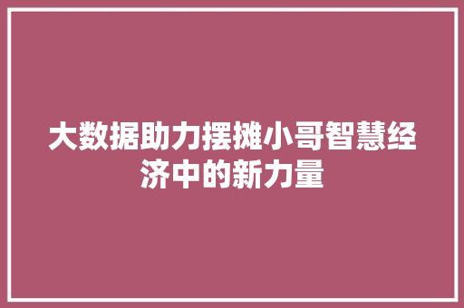 大数据助力摆摊小哥智慧经济中的新力量 大数据助力摆摊小哥智慧经济中的新力量