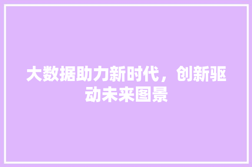 大数据助力新时代,创新驱动未来图景 大数据助力新时代,创新驱动未来图景