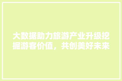 大数据助力旅游产业升级挖掘游客价值，共创美好未来