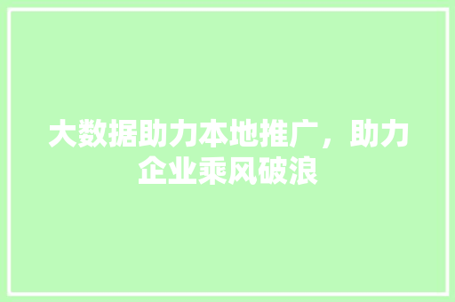 大数据助力本地推广,助力企业乘风破浪 大数据助力本地推广,助力企业乘风破浪