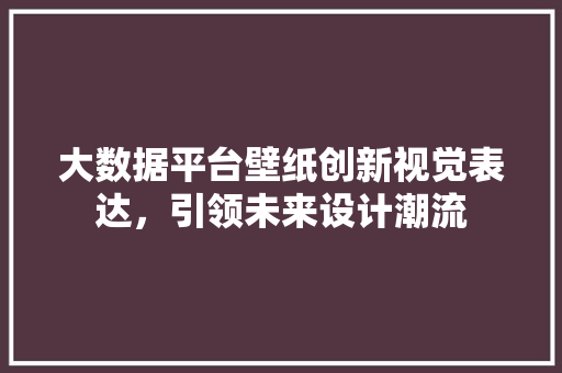 大数据平台壁纸创新视觉表达，引领未来设计潮流