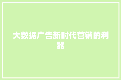 大数据广告新时代营销的利器