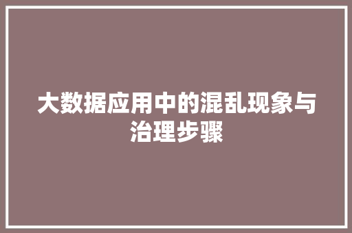 大数据应用中的混乱现象与治理步骤