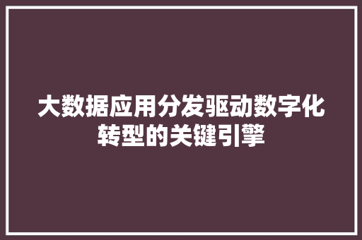 大数据应用分发驱动数字化转型的关键引擎
