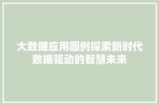 大数据应用图例探索新时代数据驱动的智慧未来