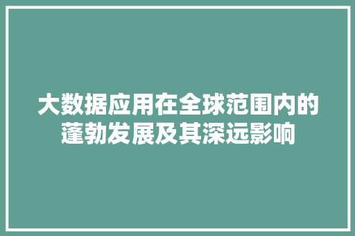 大数据应用在全球范围内的蓬勃发展及其深远影响