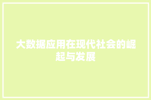 大数据应用在现代社会的崛起与发展