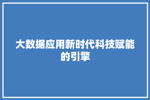 大数据应用新时代科技赋能的引擎