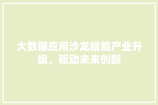 大数据应用沙龙赋能产业升级，驱动未来创新