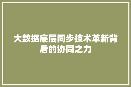 大数据底层同步技术革新背后的协同之力 电脑故障维修