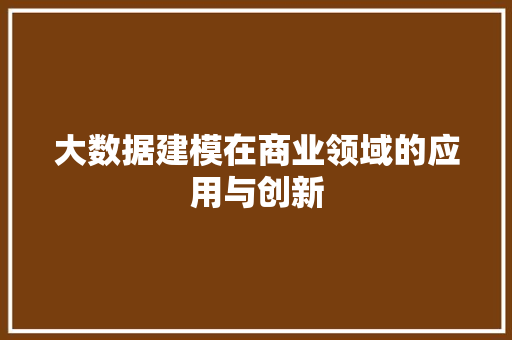 大数据建模在商业领域的应用与创新