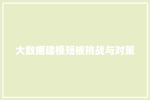 大数据建模短板挑战与对策