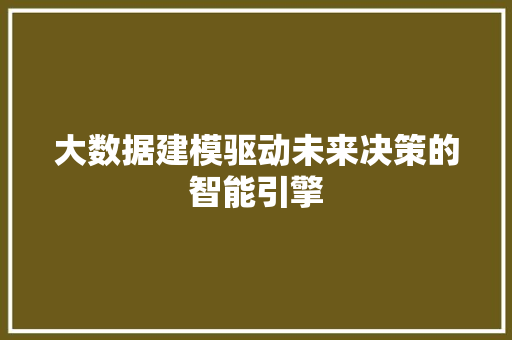 大数据建模驱动未来决策的智能引擎